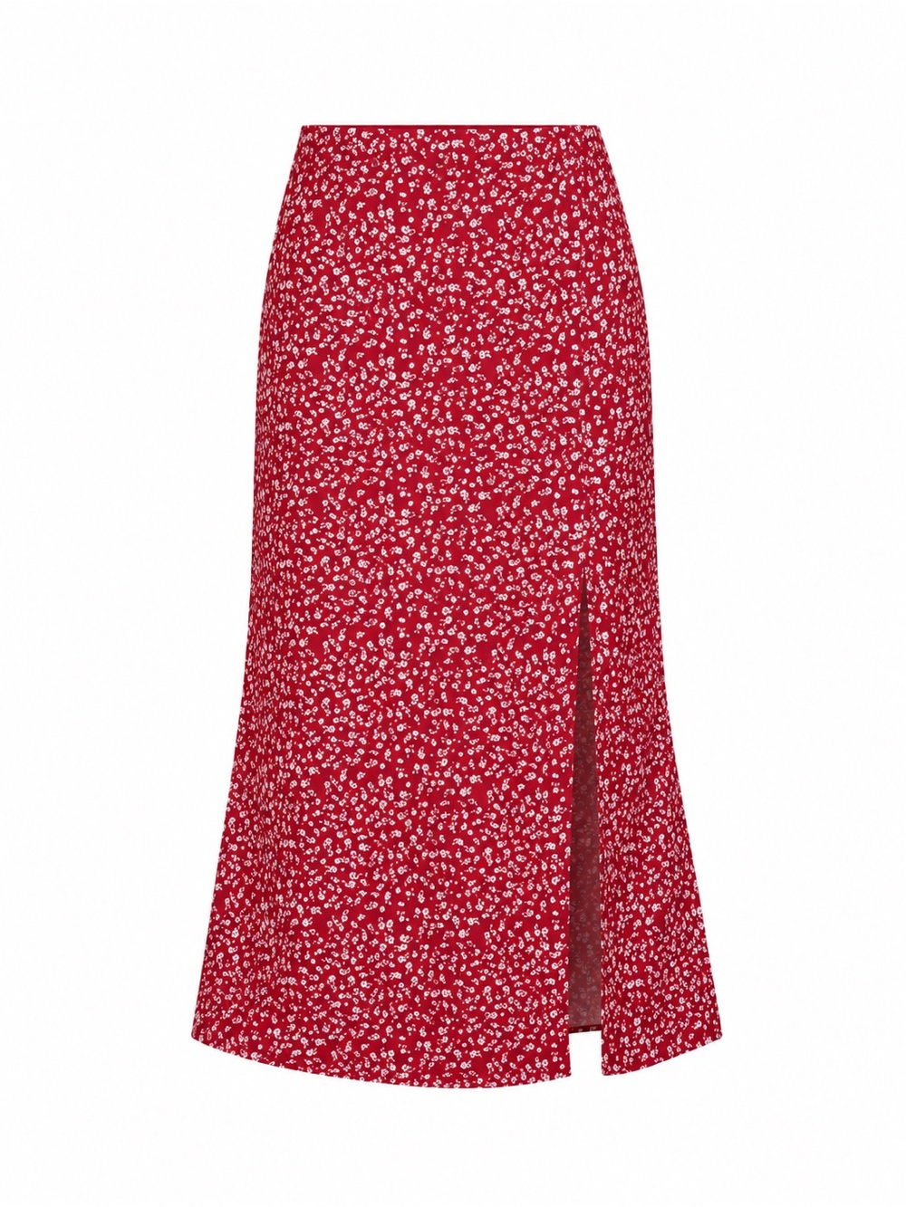 Womens Floral Maxi Skirt XXL Fairy Cottagecore Peasant Beachy Slit Prairie Red